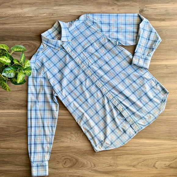 Southern Tide Medium Performance Button Down Shirt Light Blue Plaid - Picture 2 of 14
